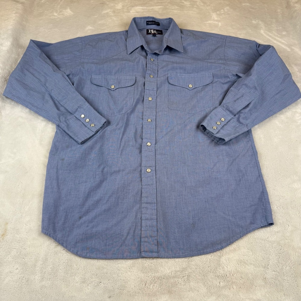 Resistol Mens Blue Long Sleeve Western Snap‎ Button Shirt Size Large